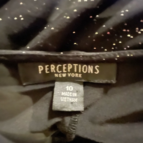 Perceptions New York Beautiful Black Silver Glittered Dress 10 FREE SHIP - Picture 5 of 5